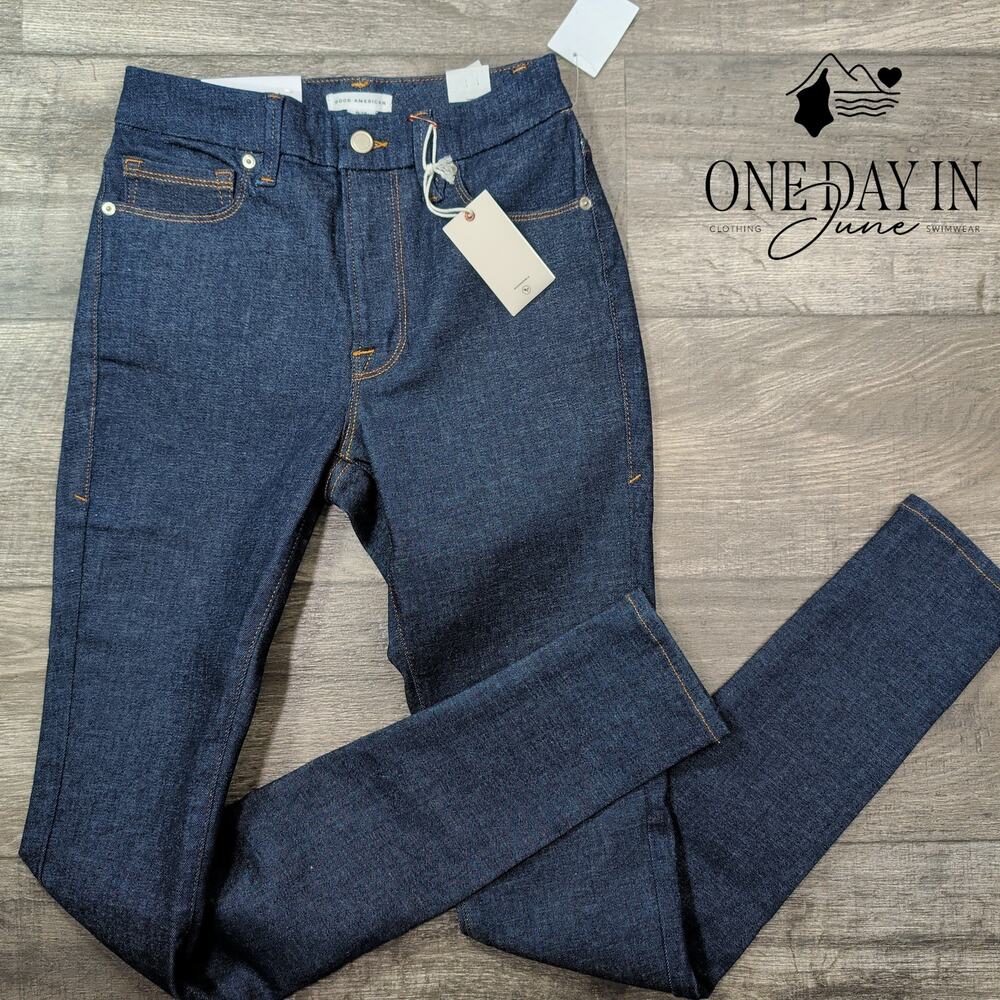 Good American Good Legs Long Skinny Jeans Dark Blue Inseam NWT Size 6